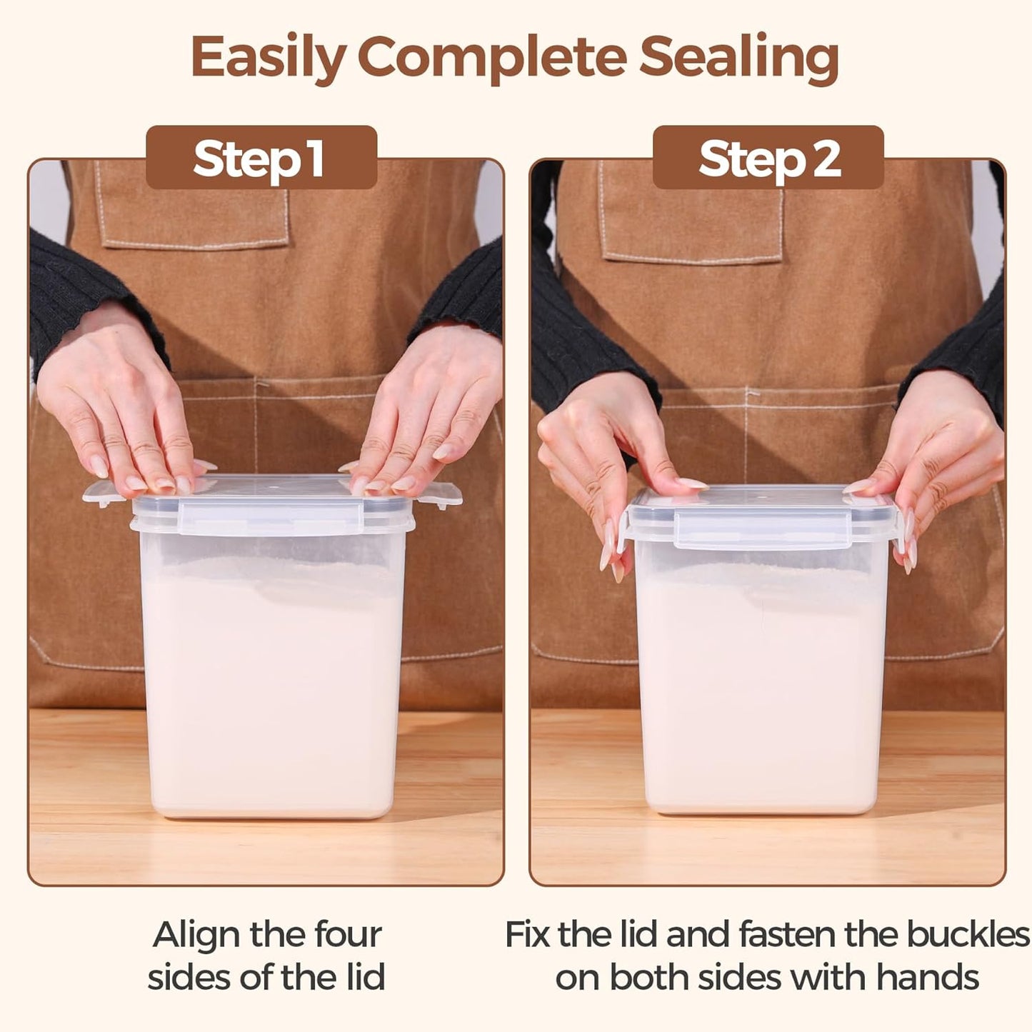 ComSaf  Storage Containers 2.5L Set of 3, Plastic Airtight Food Storage Containers with Lids, Large Clip-Lock Kitchen Storage Containers for Cereal, Rice, Pasta, Dry Food, Bpa-Free Pantry Storage