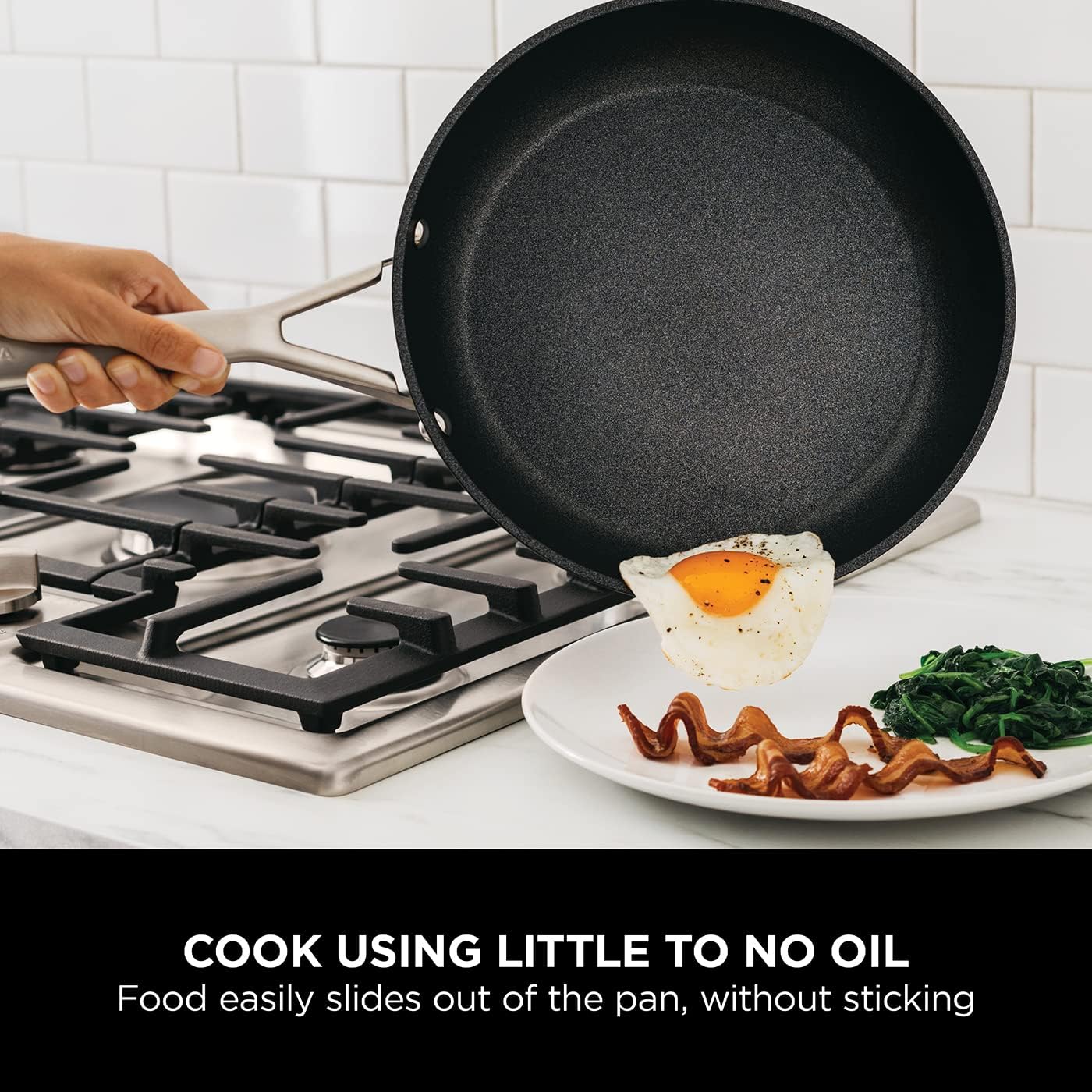 Ninja ZEROSTICK Essentials Cookware 3-Piece Saucepan Set with Glass Lids, Non-Stick, Long Lasting, Forged Aluminium Pan Set, Induction Compatible, Oven Safe to 260°C, Black C13000UK