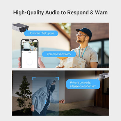 4K Solar Security Camera with Built-In Solar Panel, AOV Mode 24/7 Recording, Outdoor Wifi Camera, CCTV Cameras, Colour Night Vision, Human Detection, Vehicle Detection, Two Way Audio, CB5