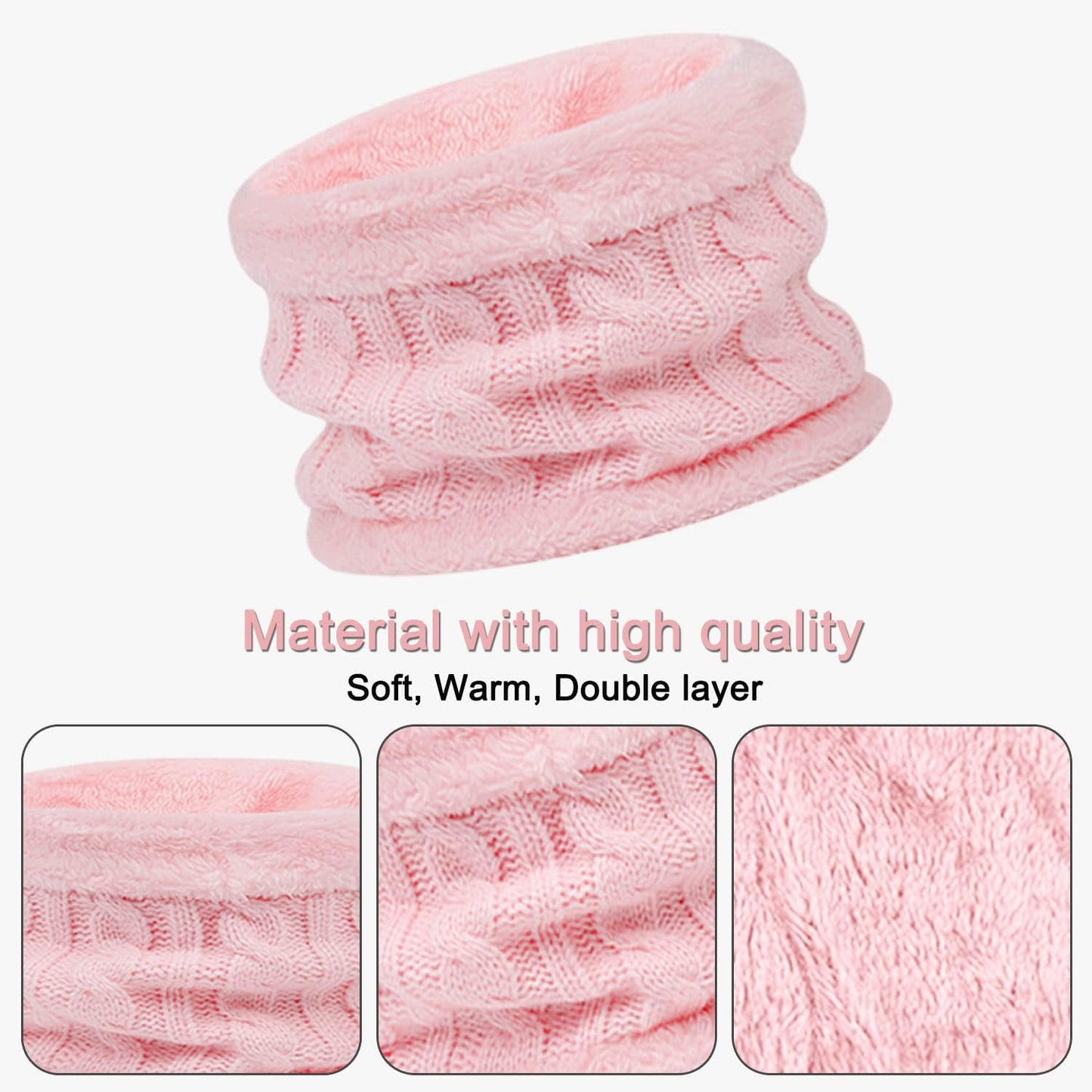Kids Winter Beanie Hat Scarf Gloves Set 3 In1, 3Pcs Knit Warm Toddler Winter Cap Gloves Neck Warmer for Boys Girls 1-6 Year, Winter Accessories Sets for Children Outdoor Sports