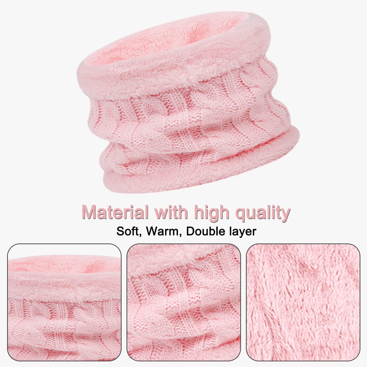 Kids Winter Beanie Hat Scarf Gloves Set 3 In1, 3Pcs Knit Warm Toddler Winter Cap Gloves Neck Warmer for Boys Girls 1-6 Year, Winter Accessories Sets for Children Outdoor Sports
