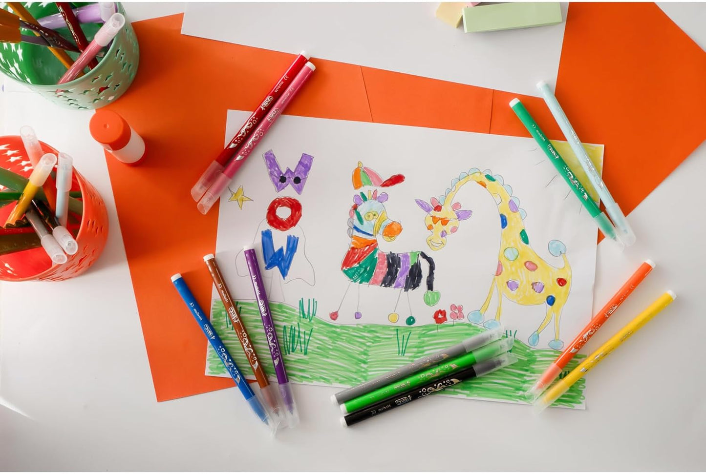 BIC Kids Kid Couleur Felt Tip Colouring Pens - Assorted Colours, Water-Based, Cardboard Wallet of 18