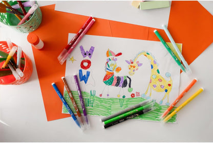 BIC Kids Kid Couleur Felt Tip Colouring Pens - Assorted Colours, Water-Based, Cardboard Wallet of 18