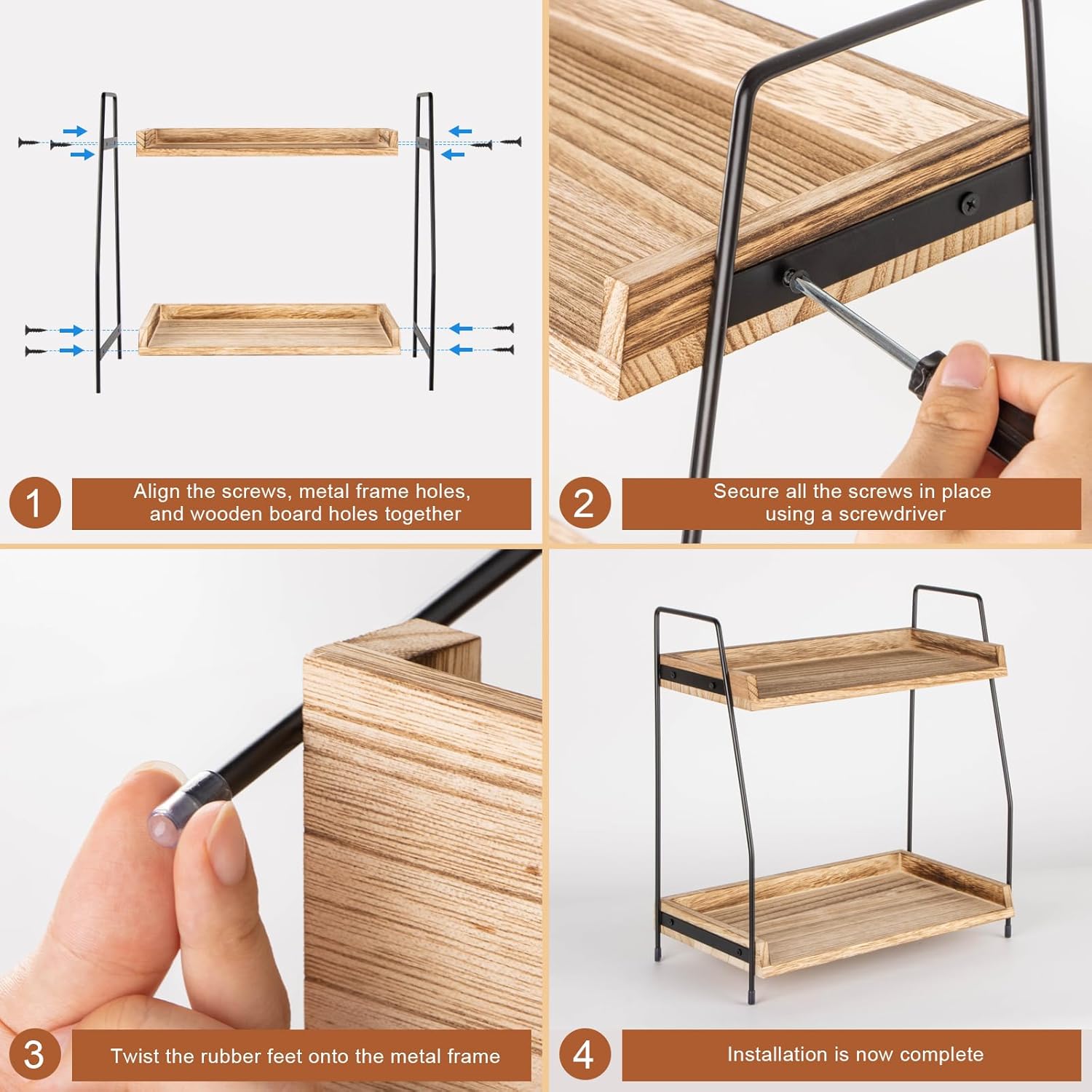 Coffee Station Organizer for Countertop, 2 Tier Coffee Bar Accessories and Organizer, Wooden Kitchen Storage & Organisation, Countertop Organiser for Kitchen, Home, Office - Brown