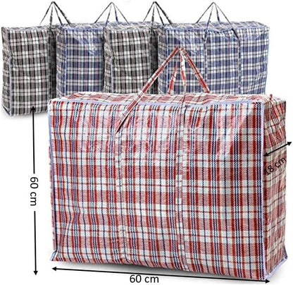 5 PACK Strong Extra Large Jumbo Storage Laundry Zipped Bag Reusable 60 X 60Cm