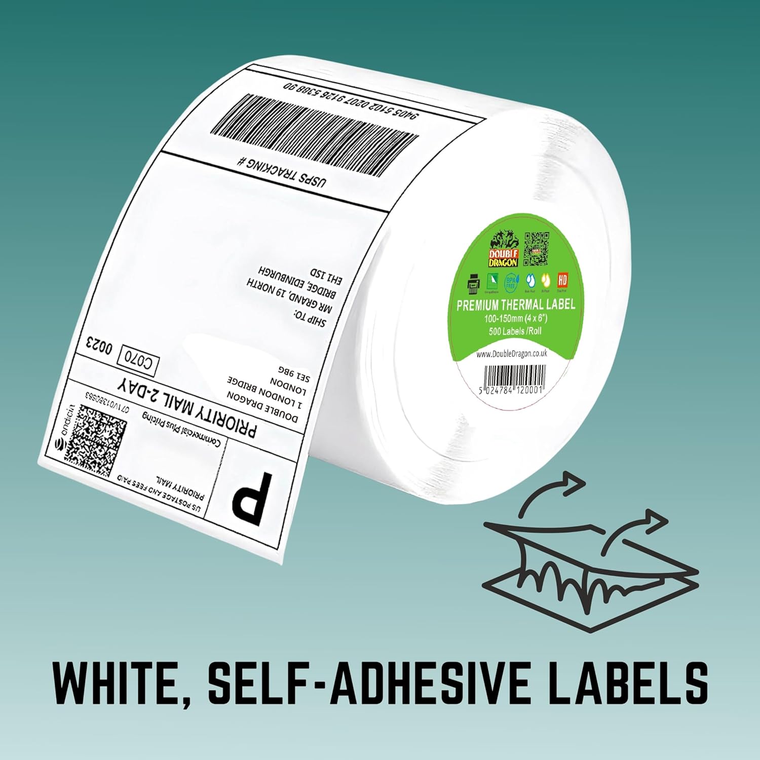 100 X 150 Mm (4" X 6") Premium Coated Self-Adhesive Direct Thermal Label for Zebra, MUNBYN Printers [1 Roll - 500 Label]