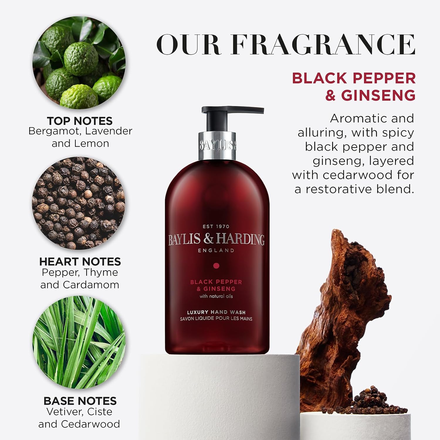 Black Pepper and Ginseng Hand Wash, 500 Ml (Pack of 3) - Vegan Friendly