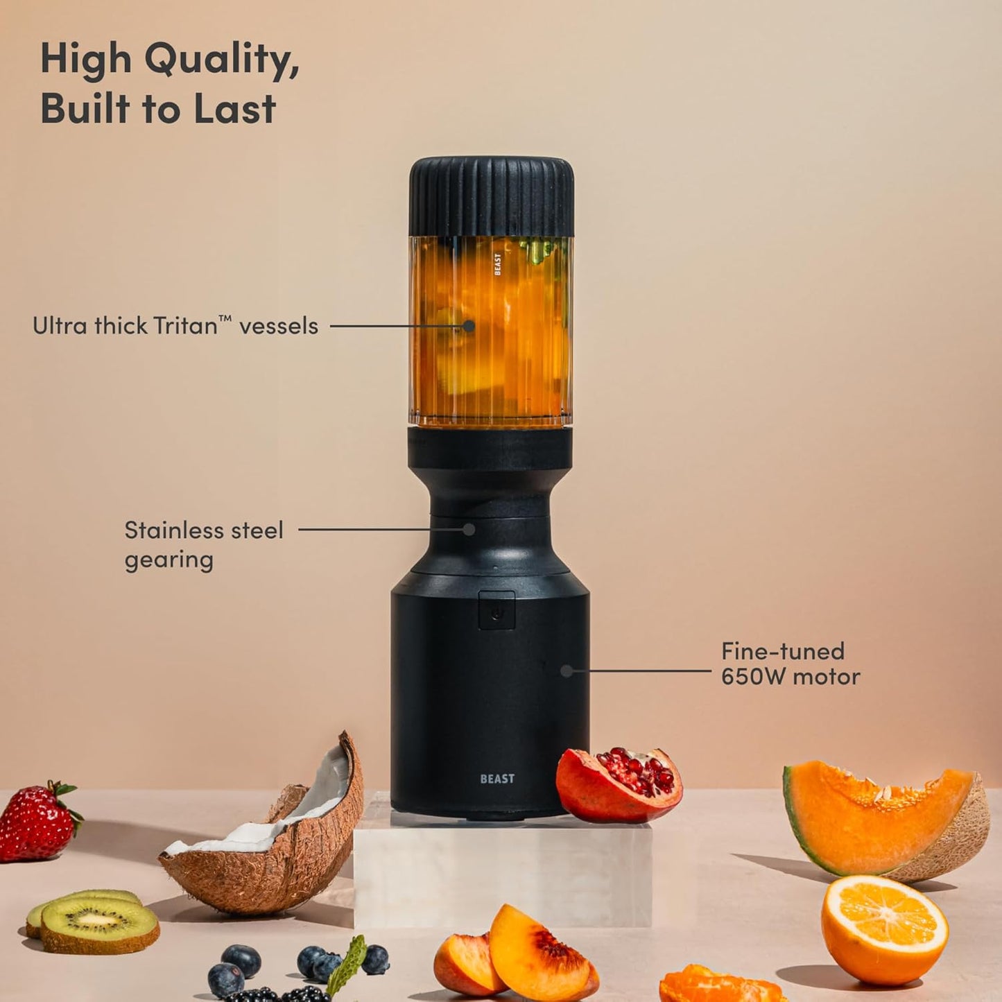 Mighty 650| Premium Compact Personal Blender | Smoothies, Shakes, Dressings, Sauces | Includes Extra Vessels, Lids and Straws | 650W (Black)