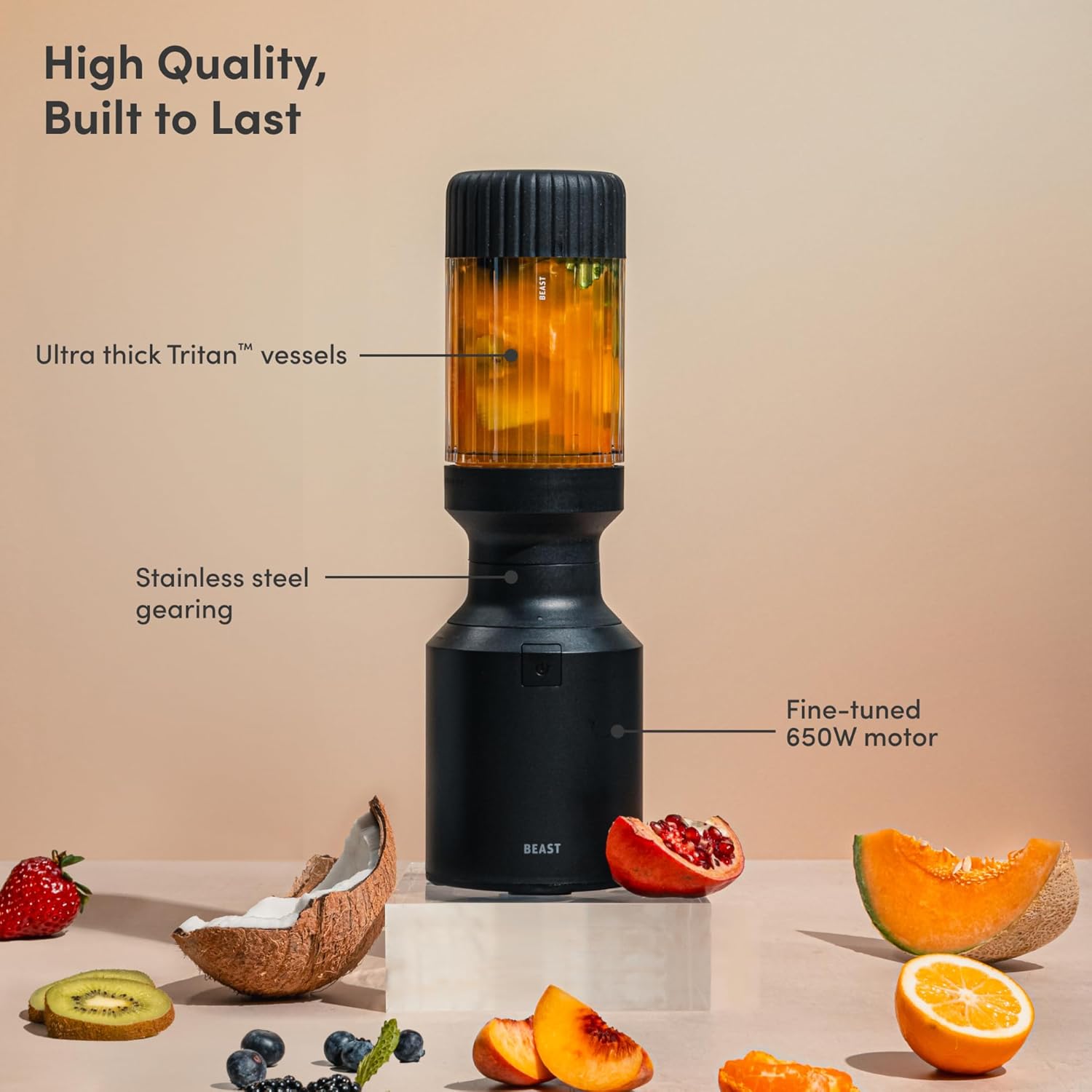 Mighty 650| Premium Compact Personal Blender | Smoothies, Shakes, Dressings, Sauces | Includes Extra Vessels, Lids and Straws | 650W (Black)