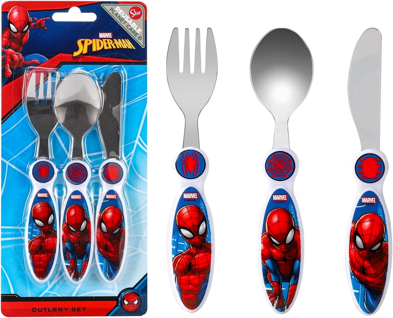 Spiderman Children'S Kids 3Pcs Cutlery Set - Knife/Fork/Spoon