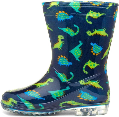 - Boys Navy & Green Dinosaur Welly