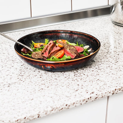 Ceramic Pasta Bowls Set of 2, Salad and Soup Plates 1100 ML, Serving Dinner Deep Plate/Wide Bowl, Microwave Dishwasher Safe, Kitchen Dinnerware Modern Porcelain Dishes, 22.2 CM