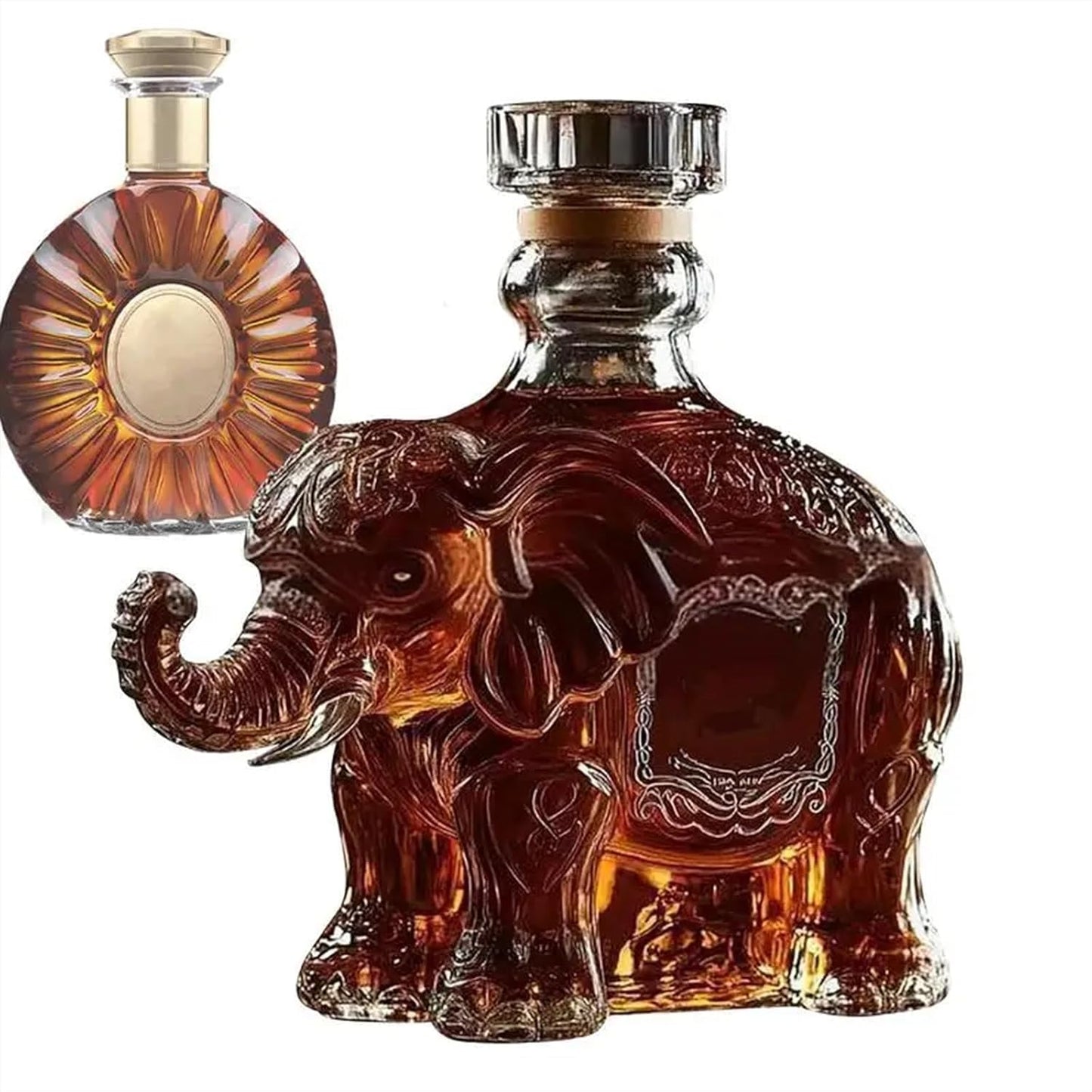 Animal Whiskey Decanter Men Dad Husband Gift, Glass, Unique Creative Transparent Wine Decanter Wine Bottle for Bar Hotel, Elephant