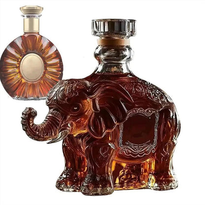 Animal Whiskey Decanter Men Dad Husband Gift, Glass, Unique Creative Transparent Wine Decanter Wine Bottle for Bar Hotel, Elephant