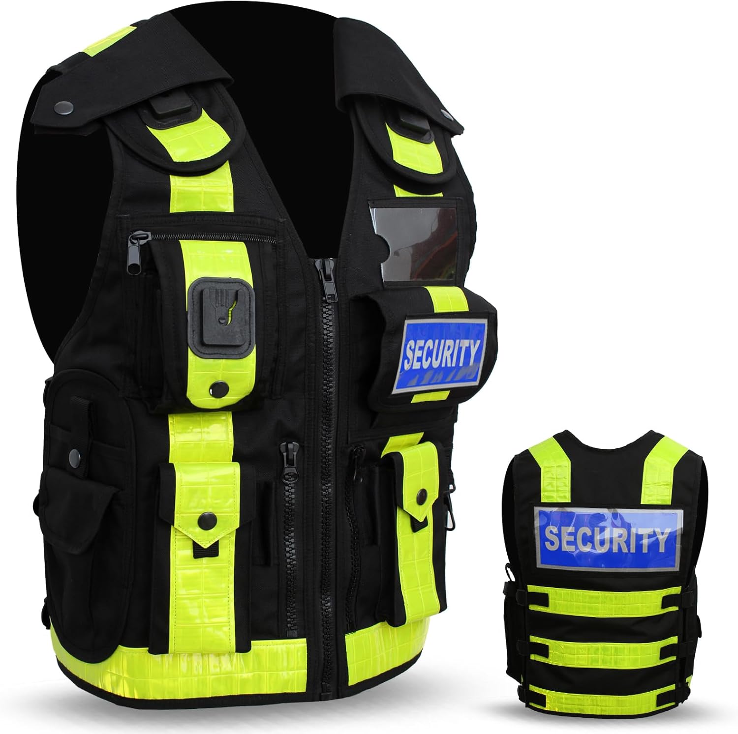 Security Vest Tactical Security Jacket Dog Handler Safety Enforcement CCTV Jackets with Free Badges Adults (One Size Fits All)