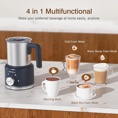 SIMPLETASTE Milk Frother, 4-In-1 Electric Milk Steamer,500Ml Automatic Warm and Cold Foam Maker and Milk Warmer for Latte, Cappuccinos, Macchiato