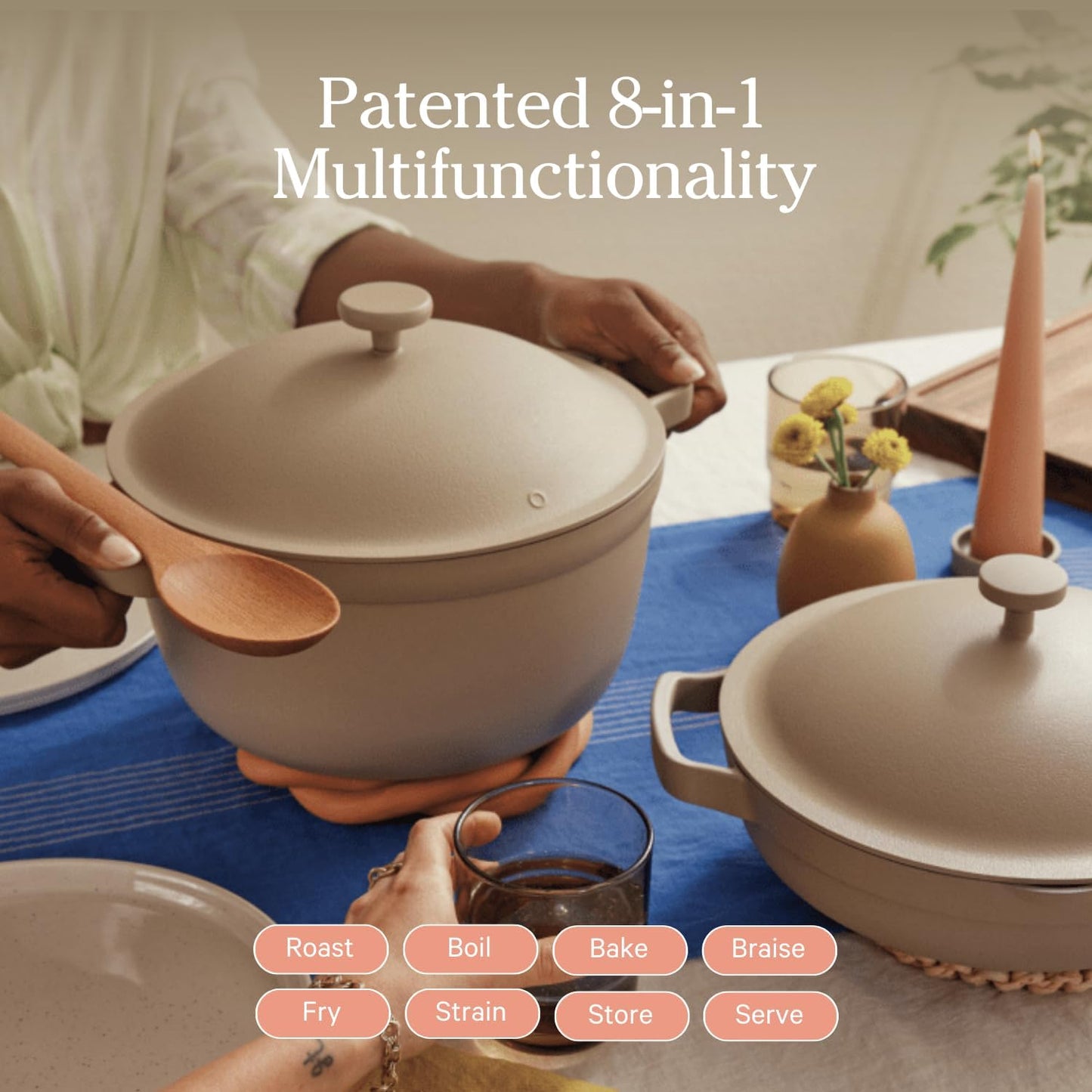 Perfect Pot - 5.2 L. Nonstick Ceramic Sauce Pan with Lid | Versatile Cookware for Stovetop and Oven | Steam, Bake, Braise, Roast | PTFE and Pfoa-Free | Toxin-Free, Easy to Clean | Steam