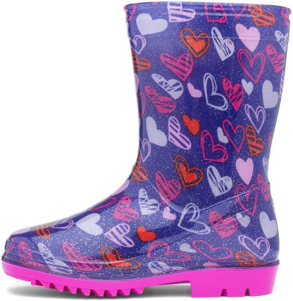 - Sunny Girls Purple Love Hearts Welly