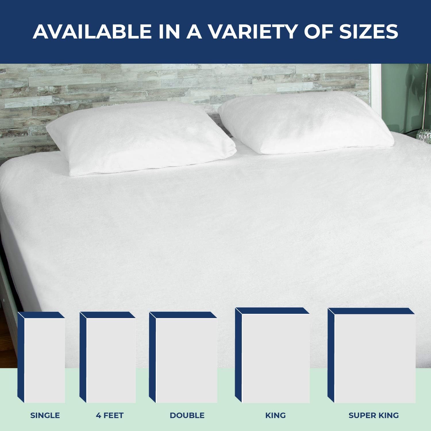100% Waterproof Mattress Protector Cotton Terry Top - Extra Deep 30Cm Fitted Skirt - Waterproof Single Mattress Protector - Super Absorbent - Machine Washable - Single (90X190) Cm