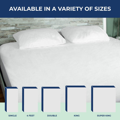 100% Waterproof Mattress Protector Cotton Terry Top - Extra Deep 30Cm Fitted Skirt - Waterproof Single Mattress Protector - Super Absorbent - Machine Washable - Single (90X190) Cm