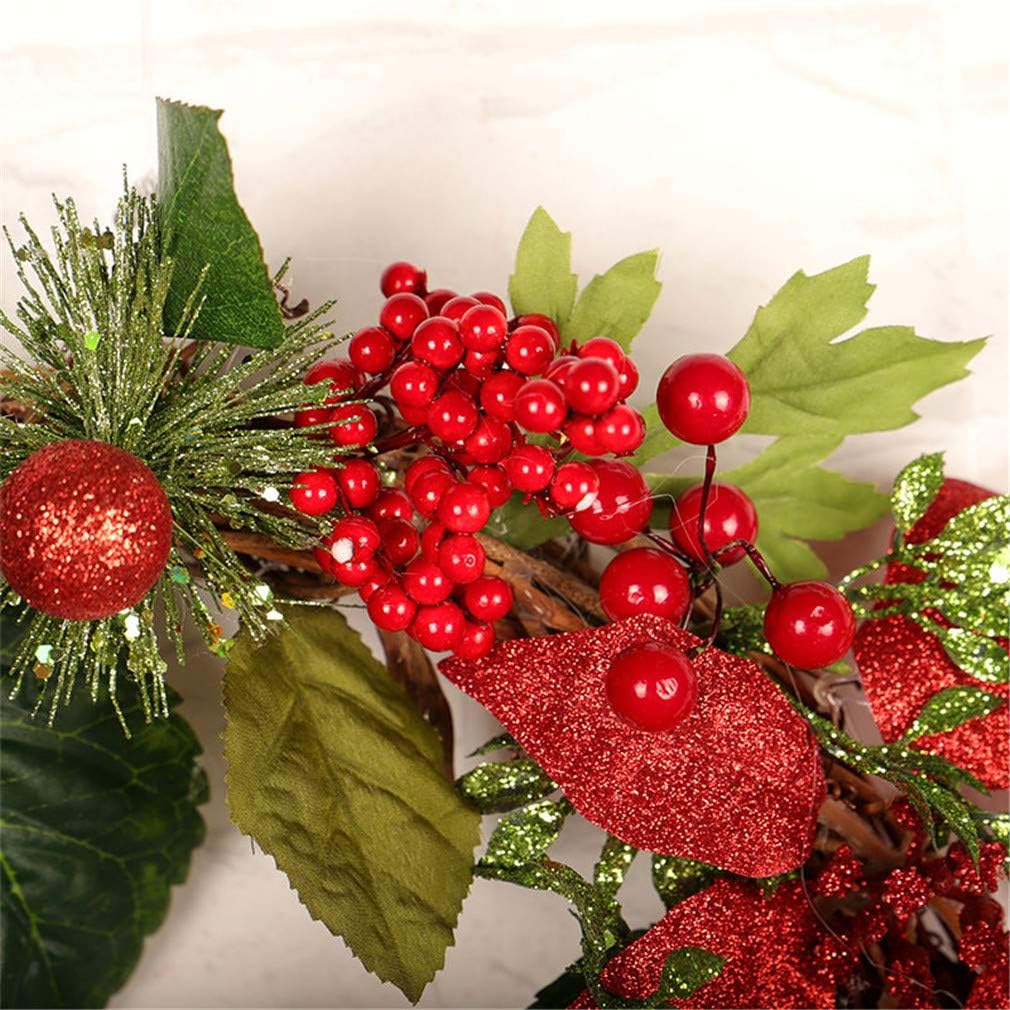 Artificial Maple Leaf Berries Pumpkin Pine Cone Garland Autumn Winter Front Door Wreath Pendant Decor for Christmas Halloween