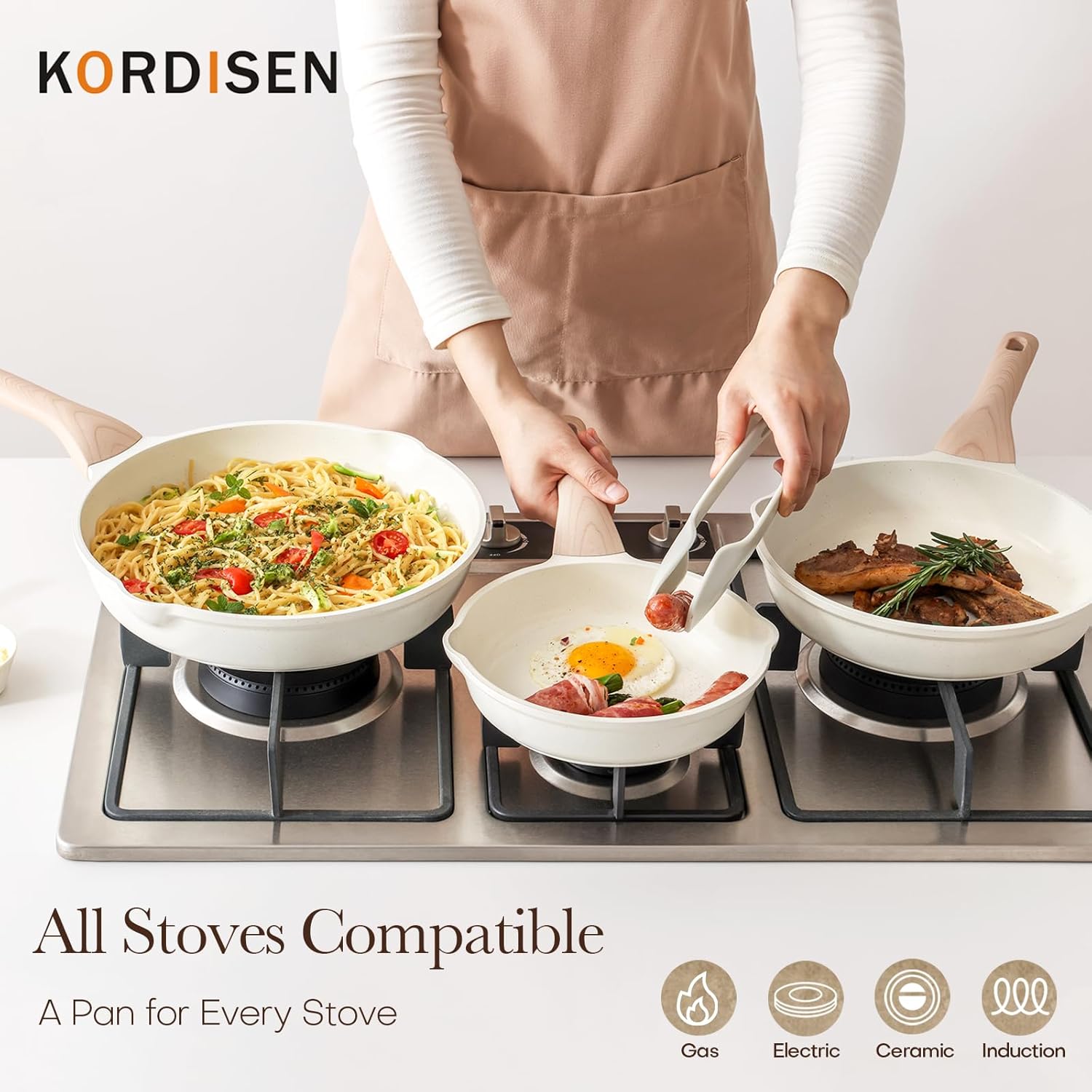 Kordisen Nonstick Frying Pan Skillet, 28 Cm Induction Ceramic Pan, Healthy and Non-Toxic, PFOA & PFAS Free