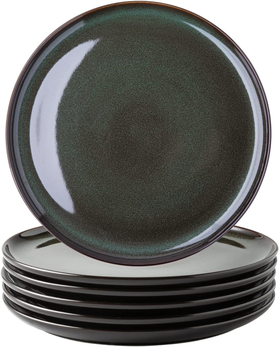 Dinner Plates Set of 6-27Cm Scratch Resistant Ceramic Dinnerware Set, Dishwasher and Microwave Safe, Dessert/Pasta/Salad Plates, Jade Green