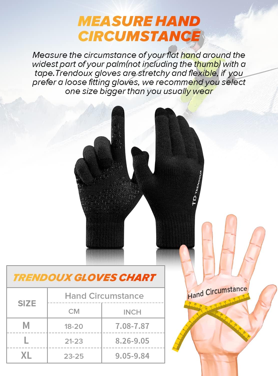 Soft Warm Touch Screen Winter Thermal Gloves Men Women, Non-Slip Grip, Elastic Cuff, Knit Stretchy Material