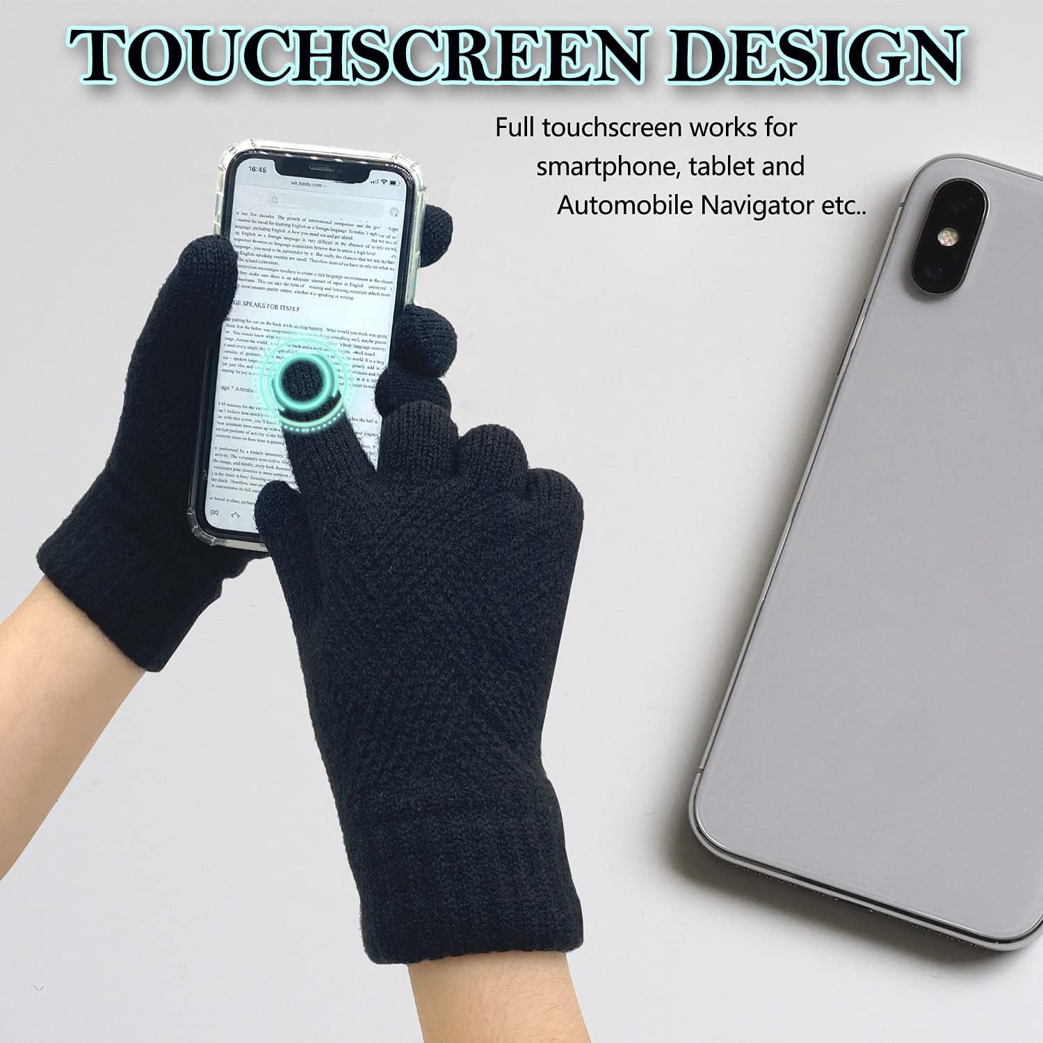 Winter Gloves for Women Knit Thermal Warm Fleece Lined Touch Screen Gloves for Outdoor Sports