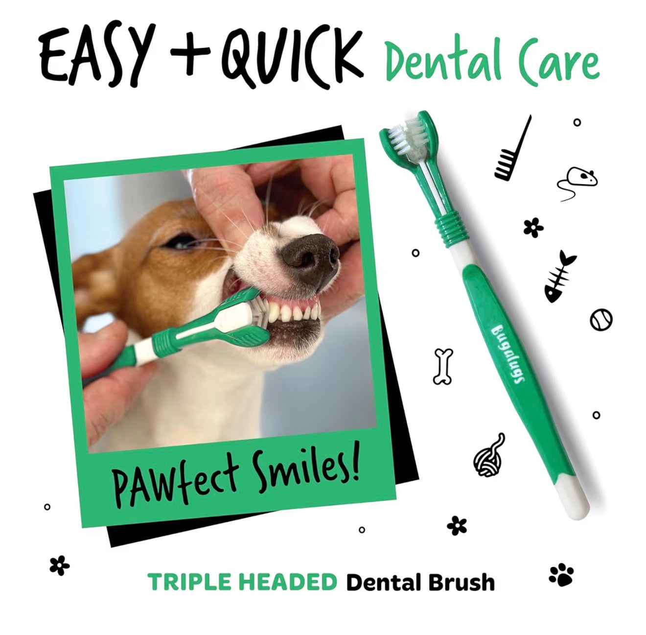 Bugalugs Dog & Cat Dental Care Kit Toothpaste Toothbrush Set