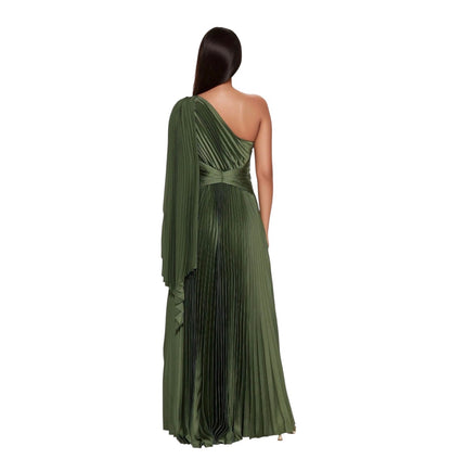 Athena Pleated Maxi Dress Olive