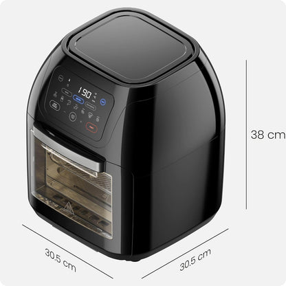 5 in 1 Air Fryer Oven with Rotisserie, 10L 1800W, 17 Presets Air Fry, Dehydrator, Roast, Bake, Family Size Large Air Fryer with Auto Shutoff and View Window, Black