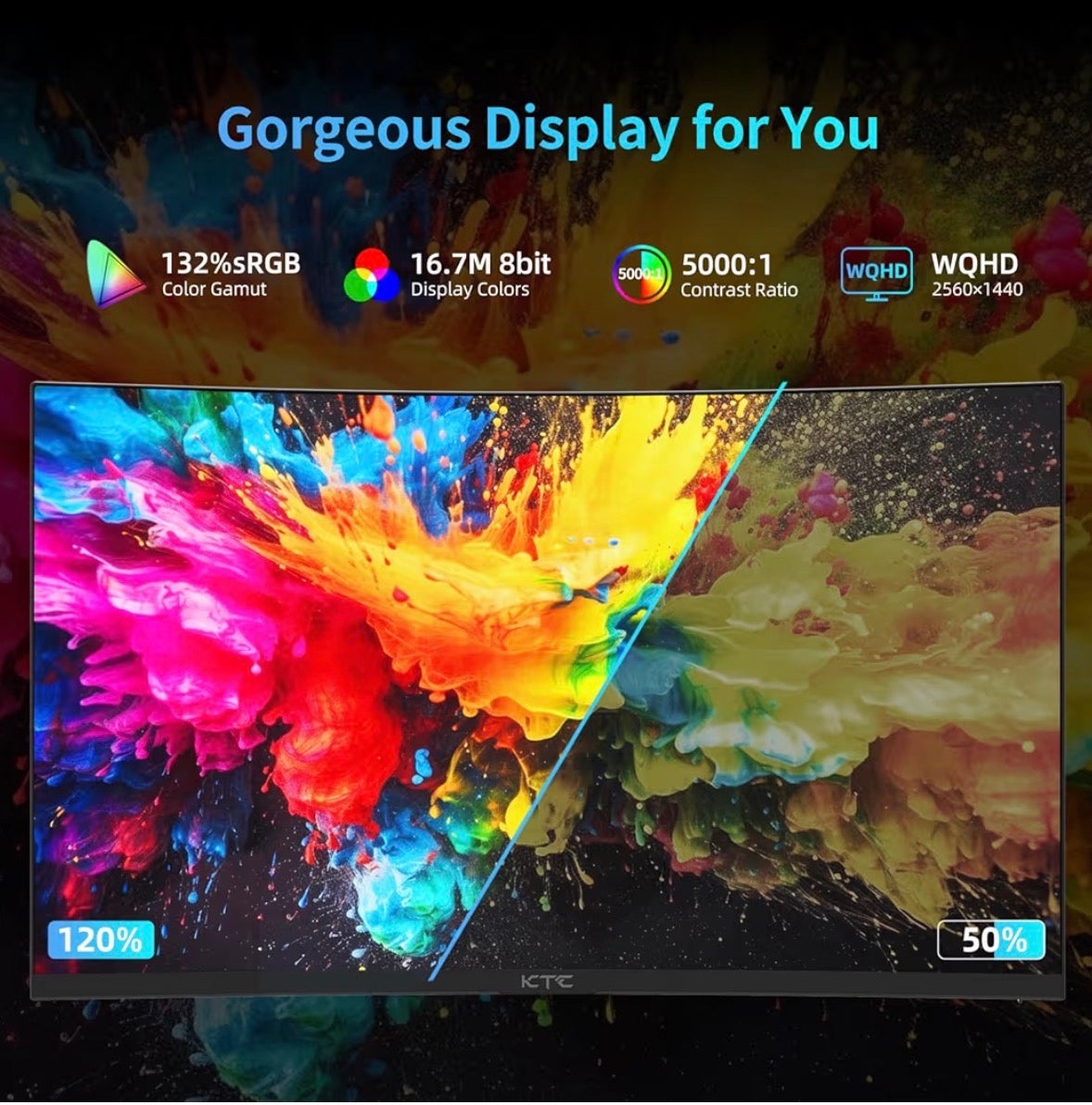 KTC 27-Inch QHD Curved Gaming Monitor 1440P 180Hz 1ms HDR10