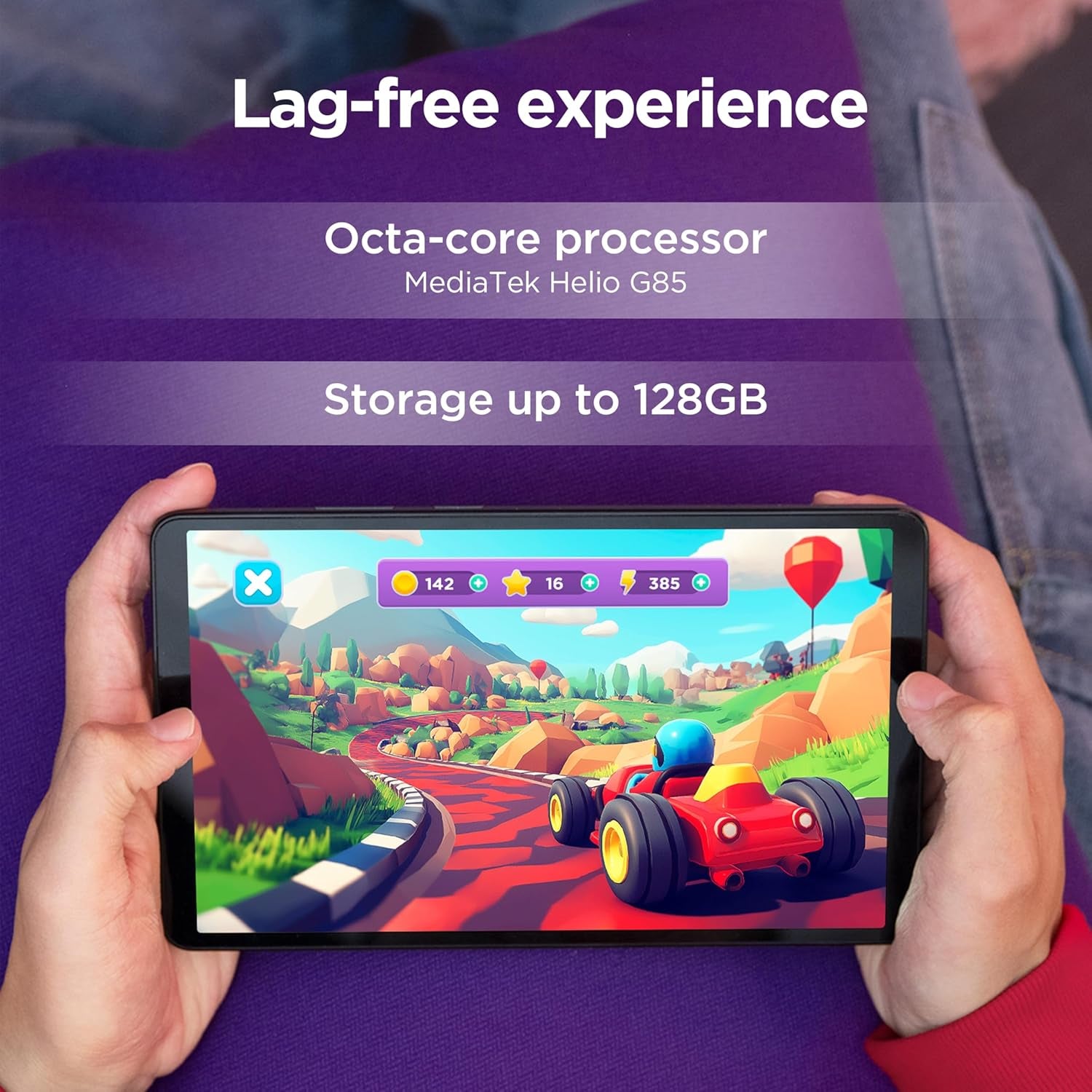 Tab One Android Tablet | 8.7 Inch HD Display | Mediatek Helio G85 | 4GB RAM | 64GB | Wi-Fi 5 | Clear Case