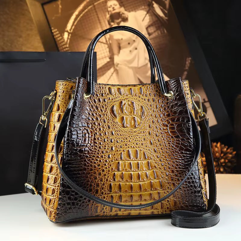 2025 Women Handbags New Tote Bag Fashion Crocodile Print Bucket Bag Retro Shoulder Messenger Bags Trend