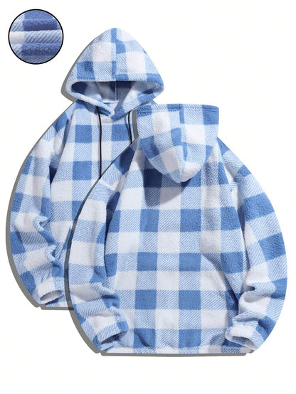 Men'S Totem Print Hooded Sherpa Fleece Sweatshirt