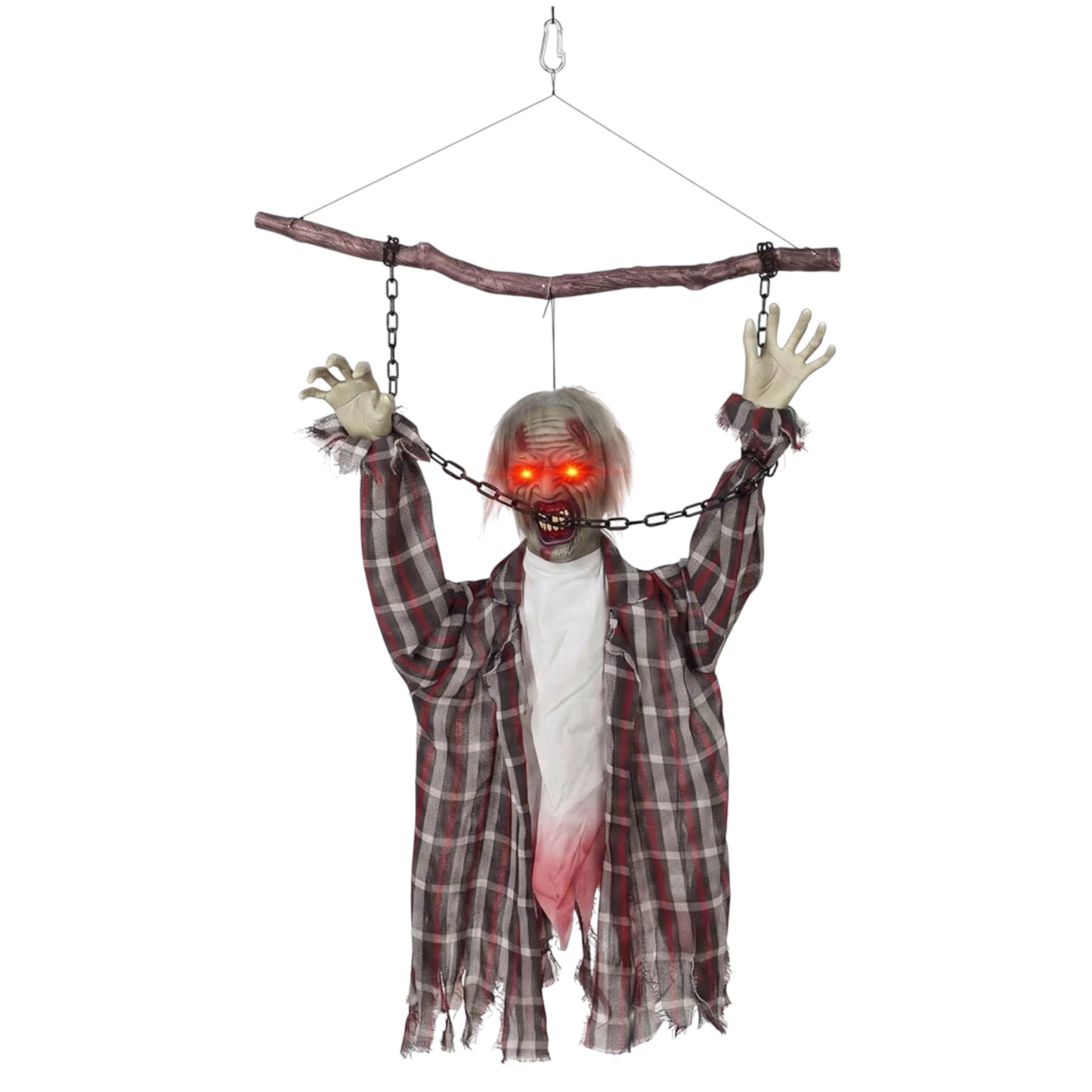 HOMCOM 110cm Animatronic Hanging Zombie Halloween Decoration