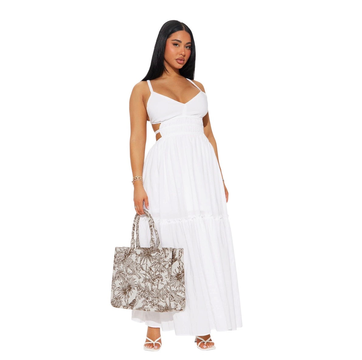 Ellen Tiered Maxi Dress White