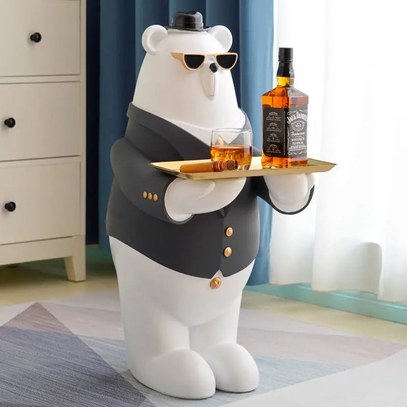 Modern Multi-Function Bear Statue Sculpture Living Room Decoration Large Storage Tray Crafts Ornaments Home Accessories Creative