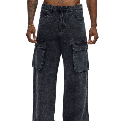 Baggy Clover Cargo Jeans Black