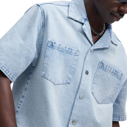 Colin True Denim Button Up Shirt Light Blue Wash