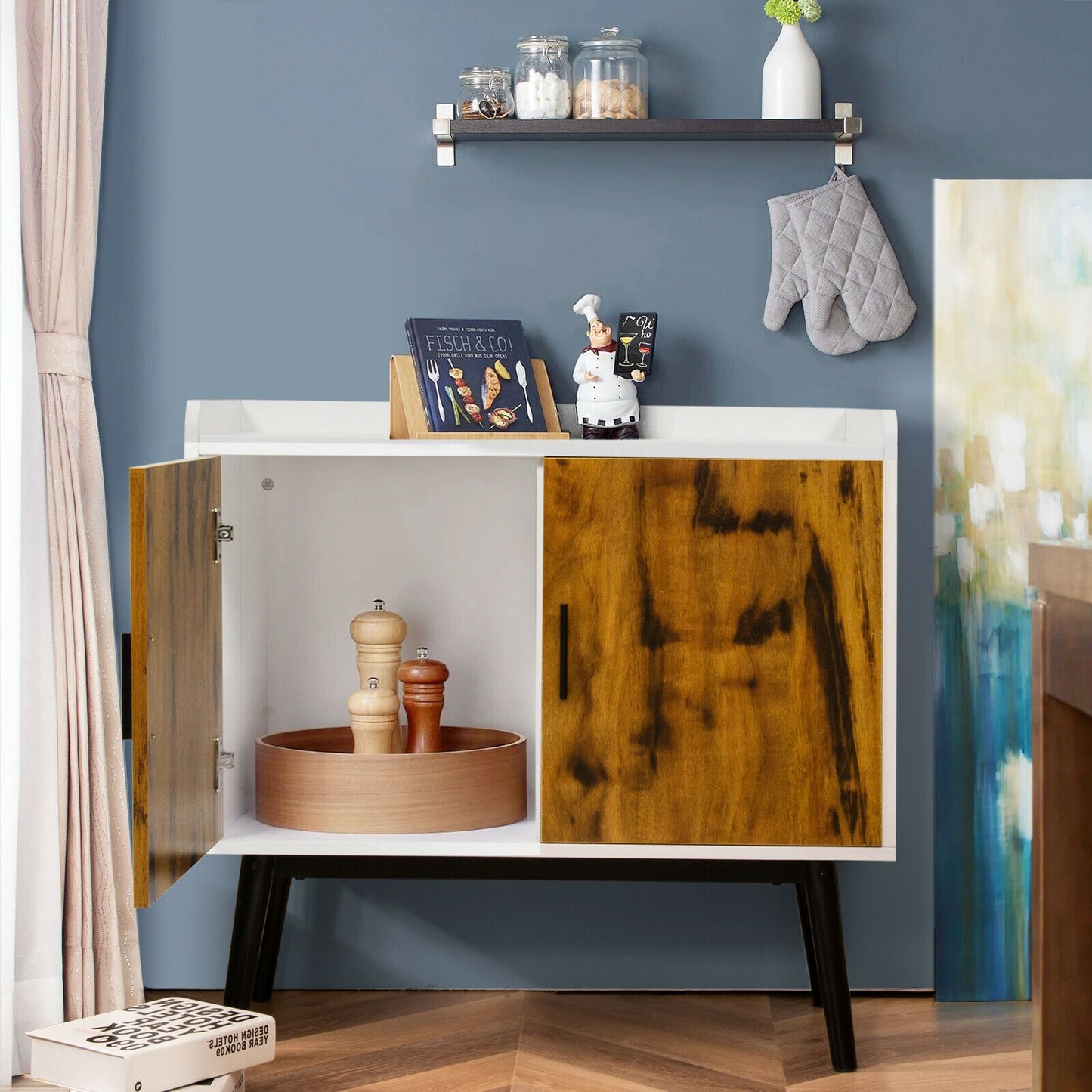 Sophisticated Wooden Sideboard with Double Doors