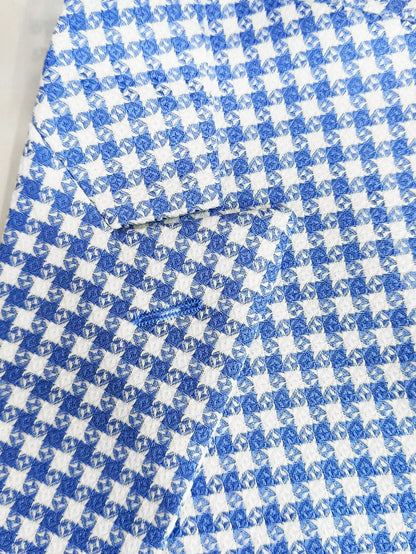I Finelong Fashionable Casual Houndstooth Patterned Suit Jacket for Men, Suitable for Commuting and Going Out