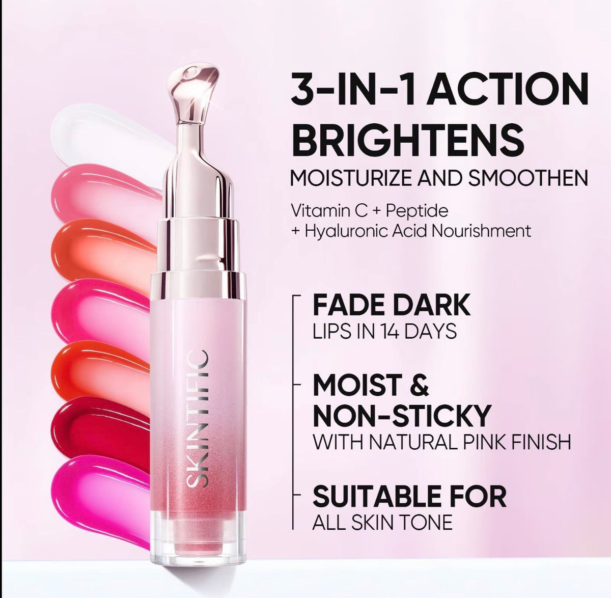 SKINTIFIC Hydrating Brightening Lip Serum | Hyaluronic Acid & Peptides