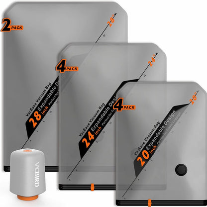 Vacbird Vacuum Compression Storage Bags with Rechargeable Electric Pump