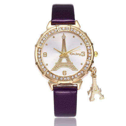 2020 Women's Fashion Quartz Watches with Faux Leather Strap - Paris Eiffel Tower Design, Ideal Gift for Her