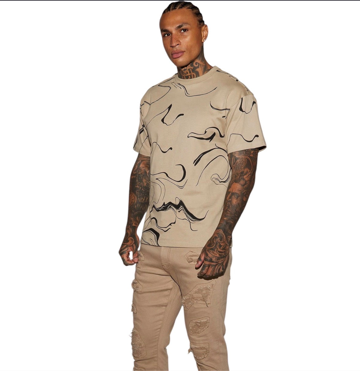 High Key Stacked Skinny Jeans Taupe