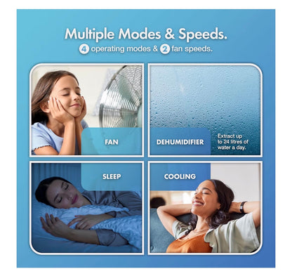 VonHaus Air Conditioning Unit 9000 BTU – Portable Air Conditioner, Dehumidifier Mode, Air Con, Window Venting Kit, Remote Control, 4 Modes, 2 Speeds, 24hr Timer, LED Display, x4 Wheels, Carry Handles
