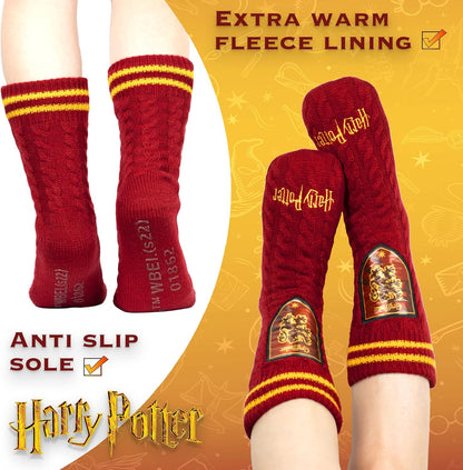 - Women'S Slippery Socks - Burgundy Gryffindor/Black Woolly Bed Socks - One Size Fits Women'S Size 5-8 - Official Merchandise