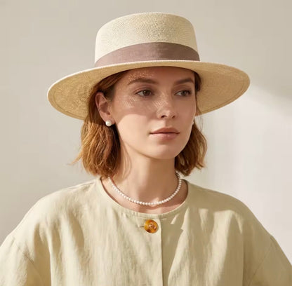 2026 Beach Straw Hat for Women Wide Brim UV Protection Boater Style Summer Hat